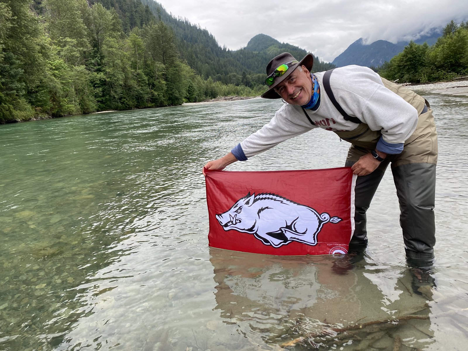 Flying the Razorback flag far from Fayetteville